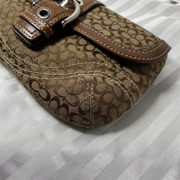 Coach Monogram Leather & Canvas Flap Wristlet - Picture 3 of 10